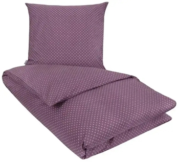 Se Sengetøj 140x200 cm - Olga lilla - Prikket sengetøj - Dynebetræk i 100% bomuld - Nordstrand Home sengesæt hos Dynezonen.dk
